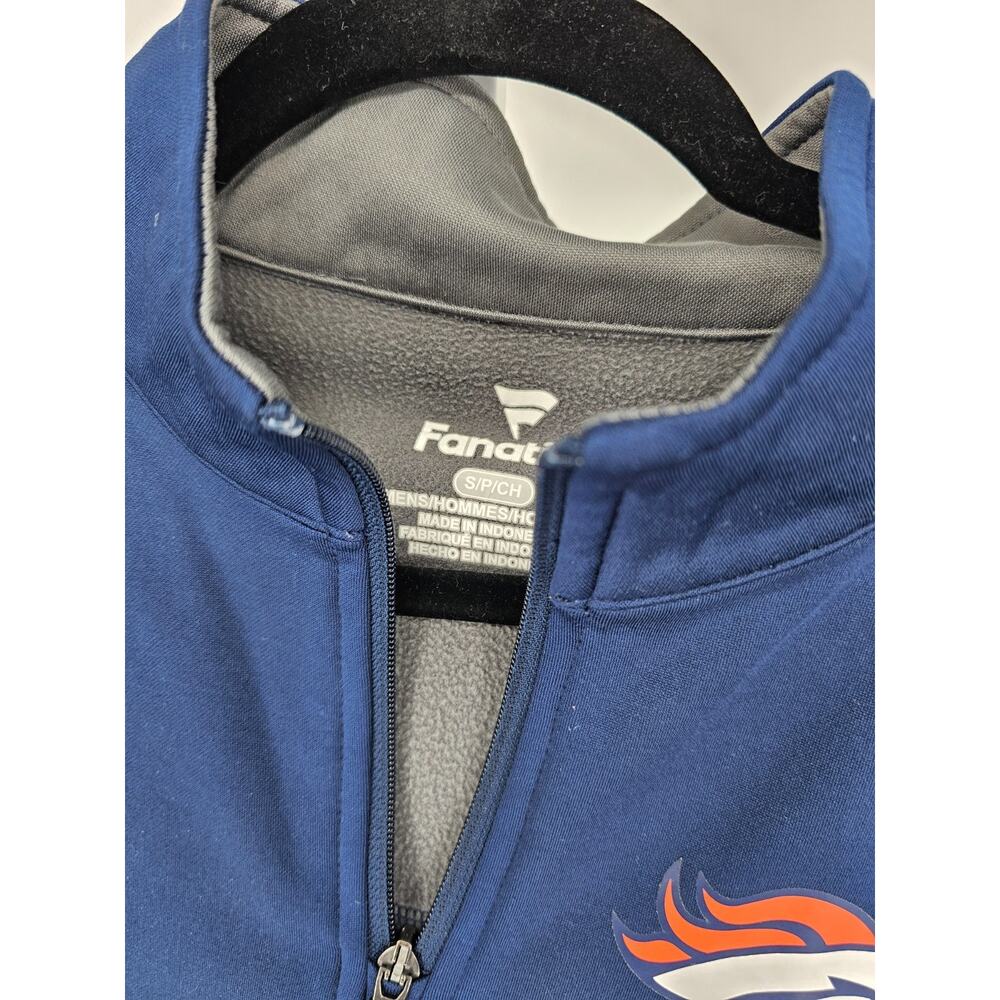 Denver Broncos NFL Mens Sz S 1/4 Zip Pullover Jacket by Fanatics Blue Football - Picture 3 of 4